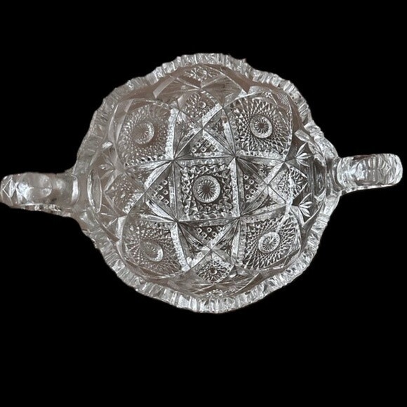IMPERIAL‎ CUT GLASS NAPPY BOWL HANDLED CLEAR - Picture 1 of 15